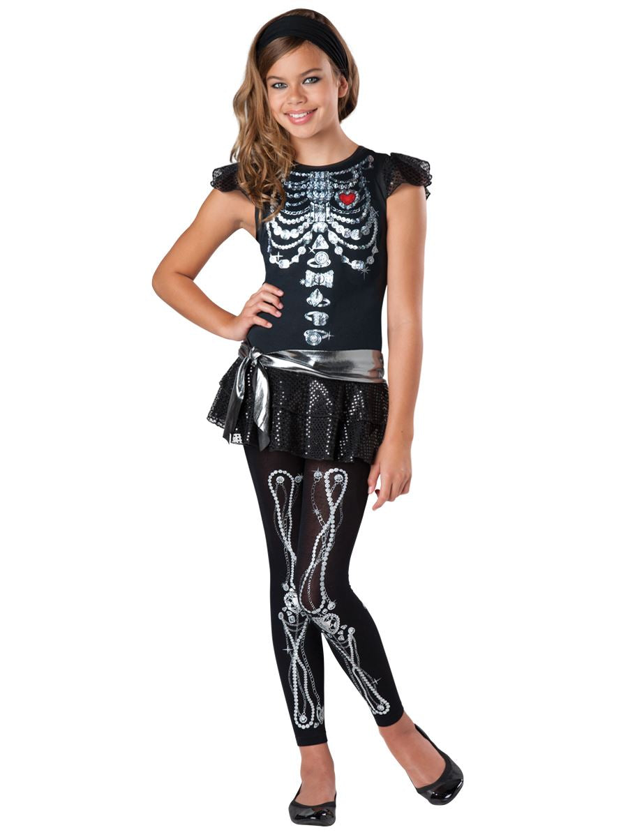 Skeleton Bling Girls Tween Scary Costume by Incharacter Costumes only at  TeeJayTraders.com