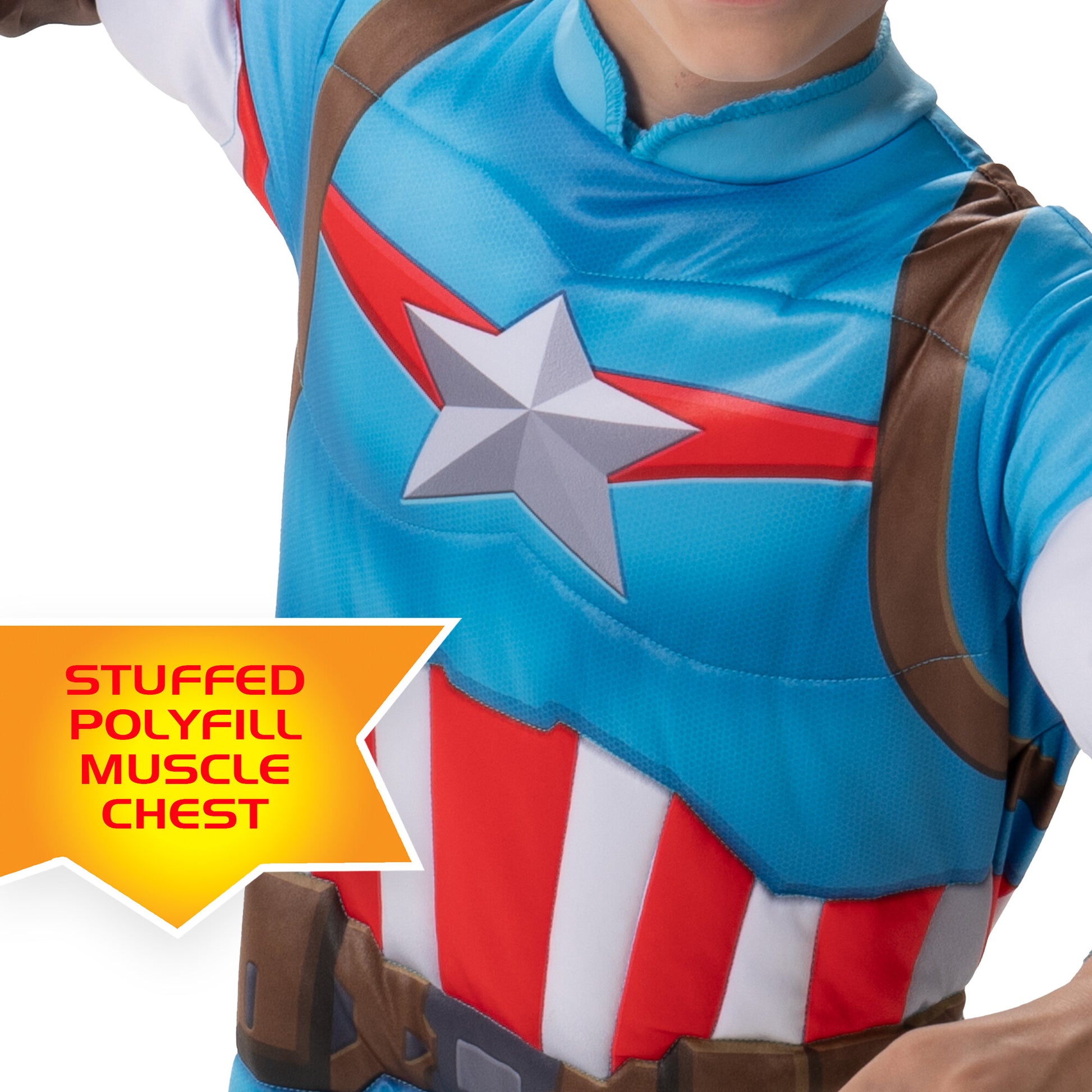 Captain America Toddler Red Muscle Chest Hero Costume by Jazzware Costumes only at  TeeJayTraders.com - Image 3