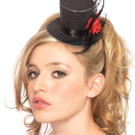 Rose Clip On Petite Glitter Top Hat by LEG AVENUE only at  TeeJayTraders.com