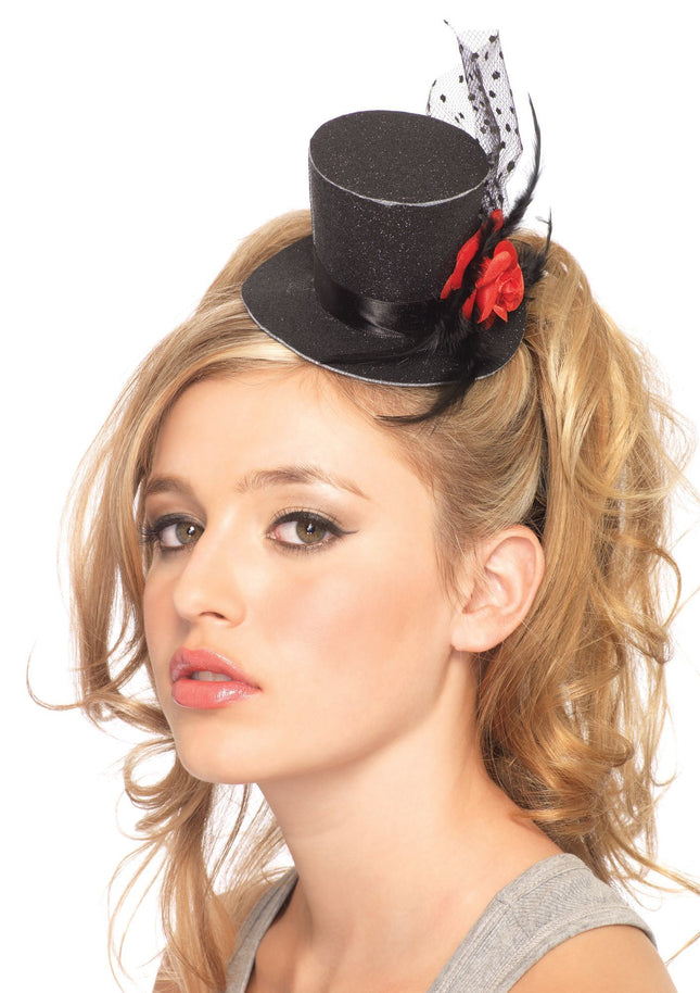 Rose Clip On Petite Glitter Top Hat by LEG AVENUE only at  TeeJayTraders.com