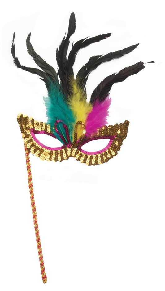 Opera Phantom Long Feather Mask by Loftus Costumes only at  TeeJayTraders.com