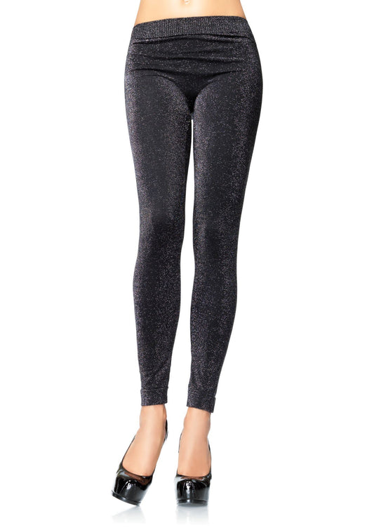 Lurex Leggings Black Silver by Leg Avenue only at  TeeJayTraders.com