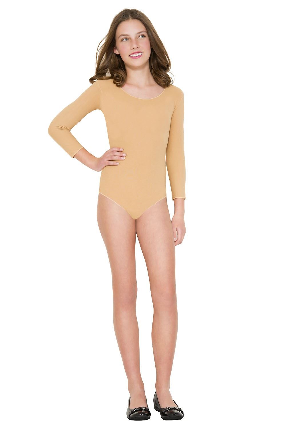 Girls Bodysuit Tan by Music Legs only at  TeeJayTraders.com