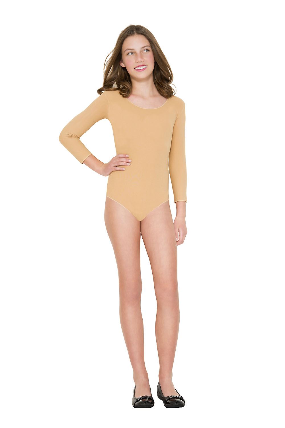 Girls Bodysuit Tan by Music Legs only at  TeeJayTraders.com - Image 2