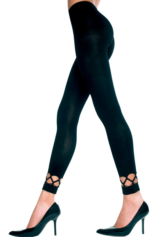 Crochet ankle spandex opaque leggings by Music Legs only at  TeeJayTraders.com