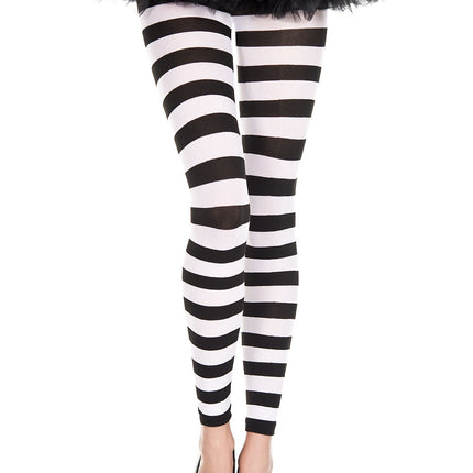 Striped Leggings Black And White by Music Legs only at  TeeJayTraders.com