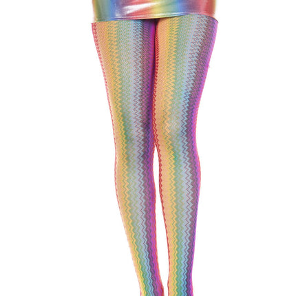 Zig Zag Rainbow Tights by Music Legs only at  TeeJayTraders.com