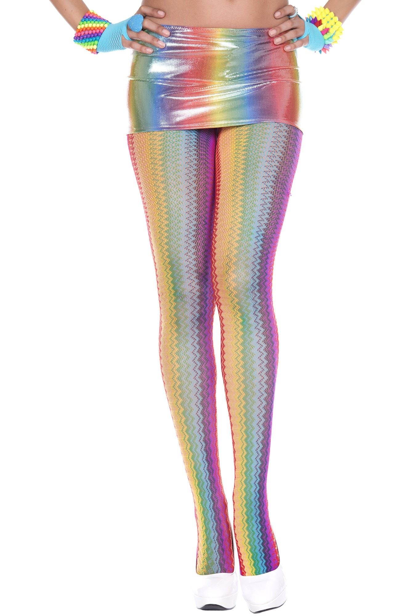 Zig Zag Rainbow Tights by Music Legs only at  TeeJayTraders.com