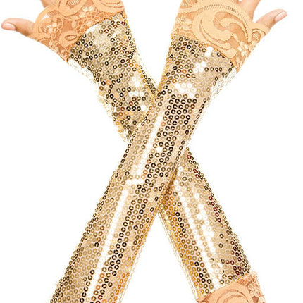 Elbow Length Woman Arm Warmer Gold by Music Legs Costumes only at  TeeJayTraders.com