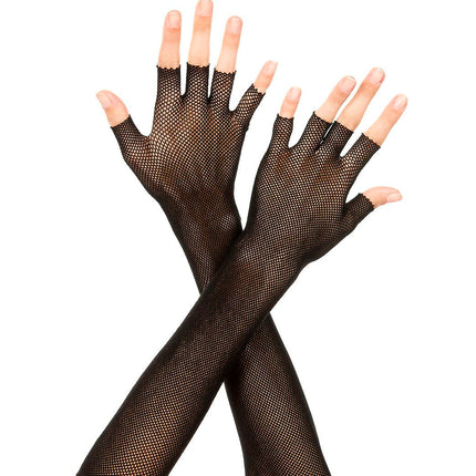 Elbow Length Fingerless Fishnet Warmer Black by Music Legs only at  TeeJayTraders.com