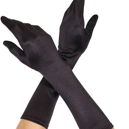 Elbow Length Satin Gloves Black by Music Legs only at  TeeJayTraders.com