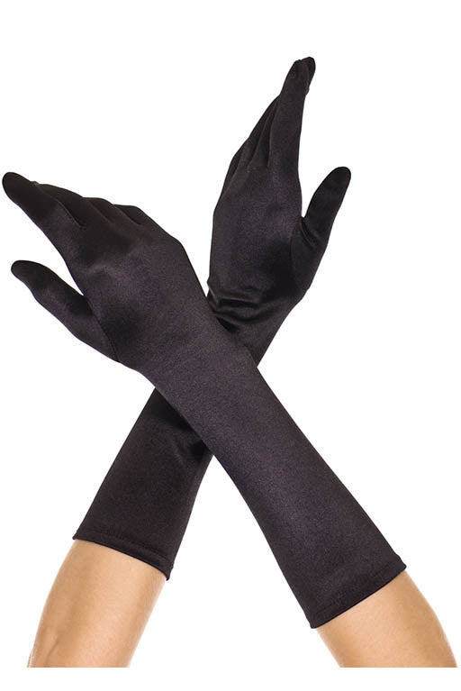 Elbow Length Satin Gloves Black by Music Legs only at  TeeJayTraders.com