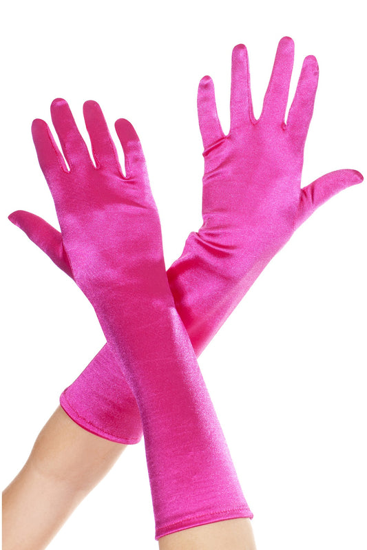 Elbow Length Satin Gloves Hot Pink by Music Legs only at  TeeJayTraders.com