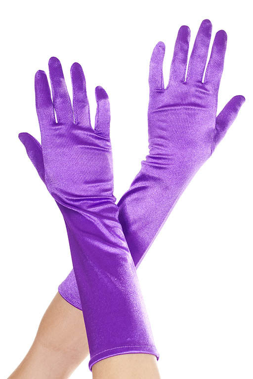 Elbow Length Satin Gloves Purple by Music Legs only at  TeeJayTraders.com