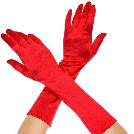 Elbow Length Satin Gloves Red by Music Legs only at  TeeJayTraders.com