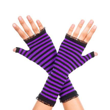 Opaque Stripes Warmer Black And Purple by Music Legs only at  TeeJayTraders.com
