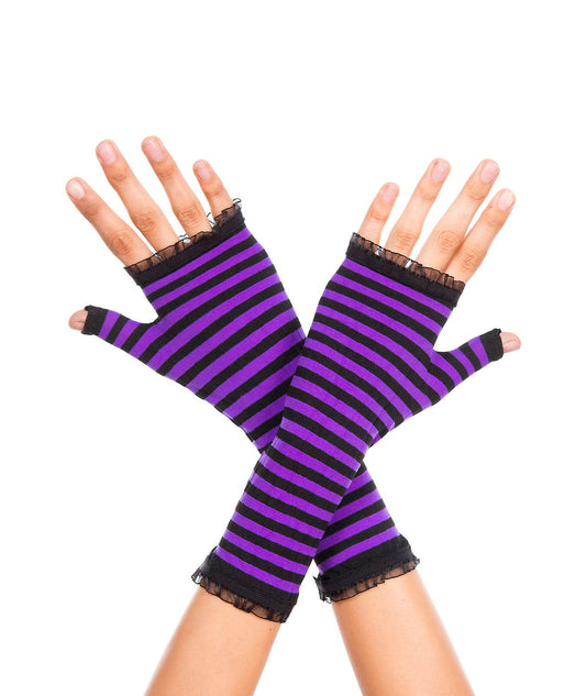 Opaque Stripes Warmer Black And Purple by Music Legs only at  TeeJayTraders.com