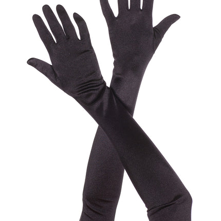 Extra Long Satin Gloves Black by Music Legs only at  TeeJayTraders.com