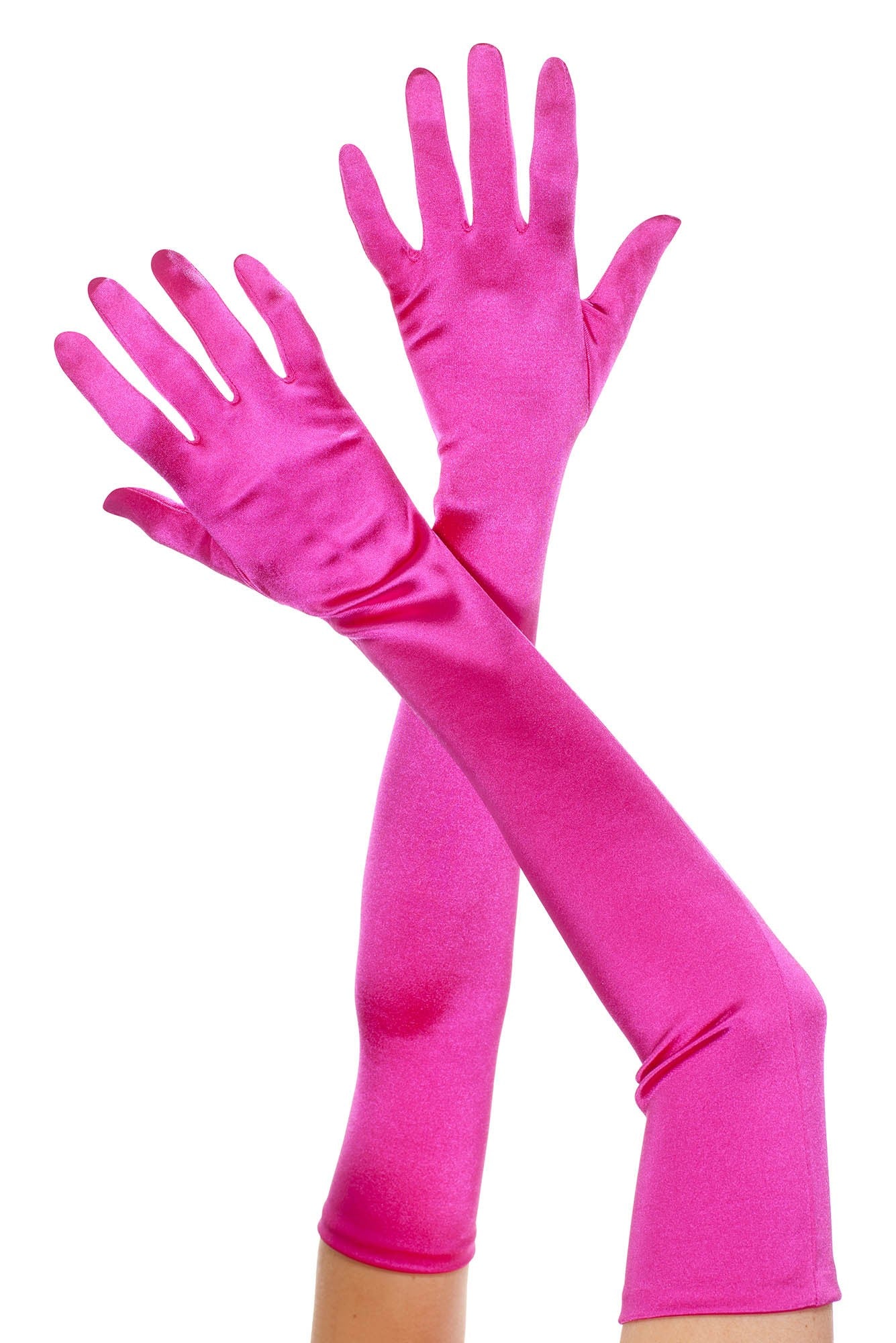 Extra Long Satin Gloves Hot Pink by Music Legs only at  TeeJayTraders.com