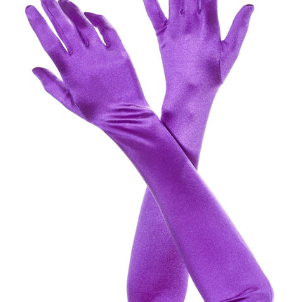 Extra Long Satin Gloves Purple by Music Legs only at  TeeJayTraders.com