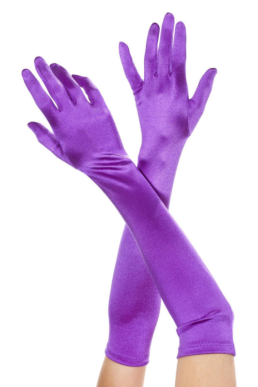 Extra Long Satin Gloves Purple by Music Legs only at  TeeJayTraders.com