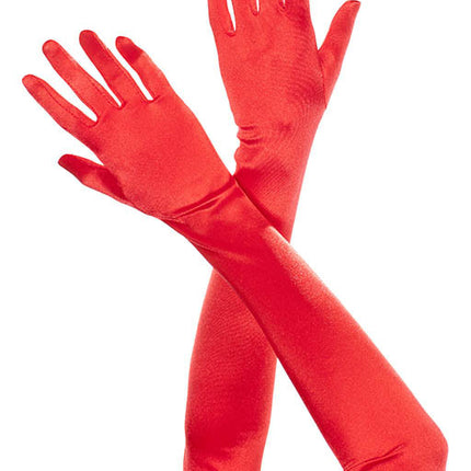 Extra Long Satin Gloves Red by Music Legs only at  TeeJayTraders.com