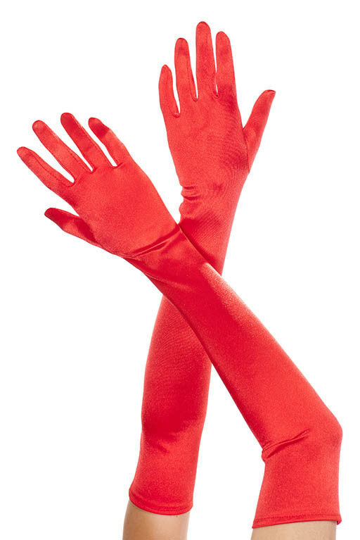 Extra Long Satin Gloves Red by Music Legs only at  TeeJayTraders.com