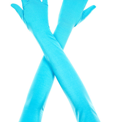 Extra Long Satin Gloves Turquoise by Music Legs only at  TeeJayTraders.com
