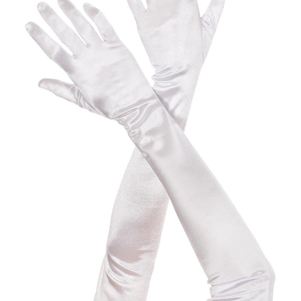 Extra Long Satin Gloves White by Music Legs only at  TeeJayTraders.com