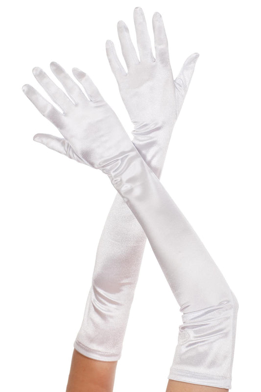 Extra Long Satin Gloves White by Music Legs only at  TeeJayTraders.com