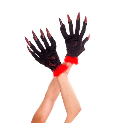 Devil Gloves With Nails Black by Music Legs only at  TeeJayTraders.com