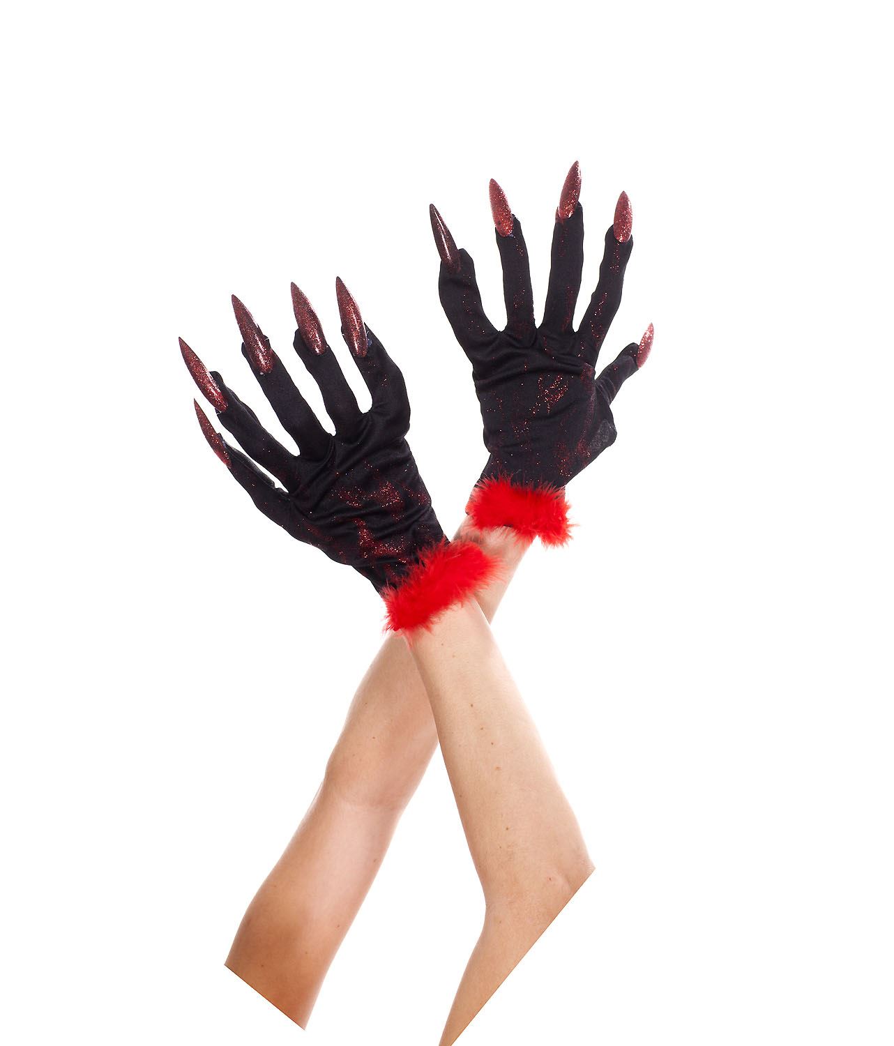 Devil Gloves With Nails Black by Music Legs only at  TeeJayTraders.com