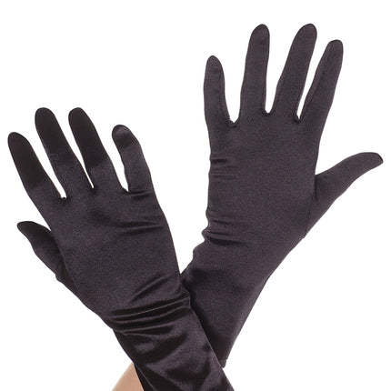 Wrist Length Satin Gloves  Black by Music Legs only at  TeeJayTraders.com
