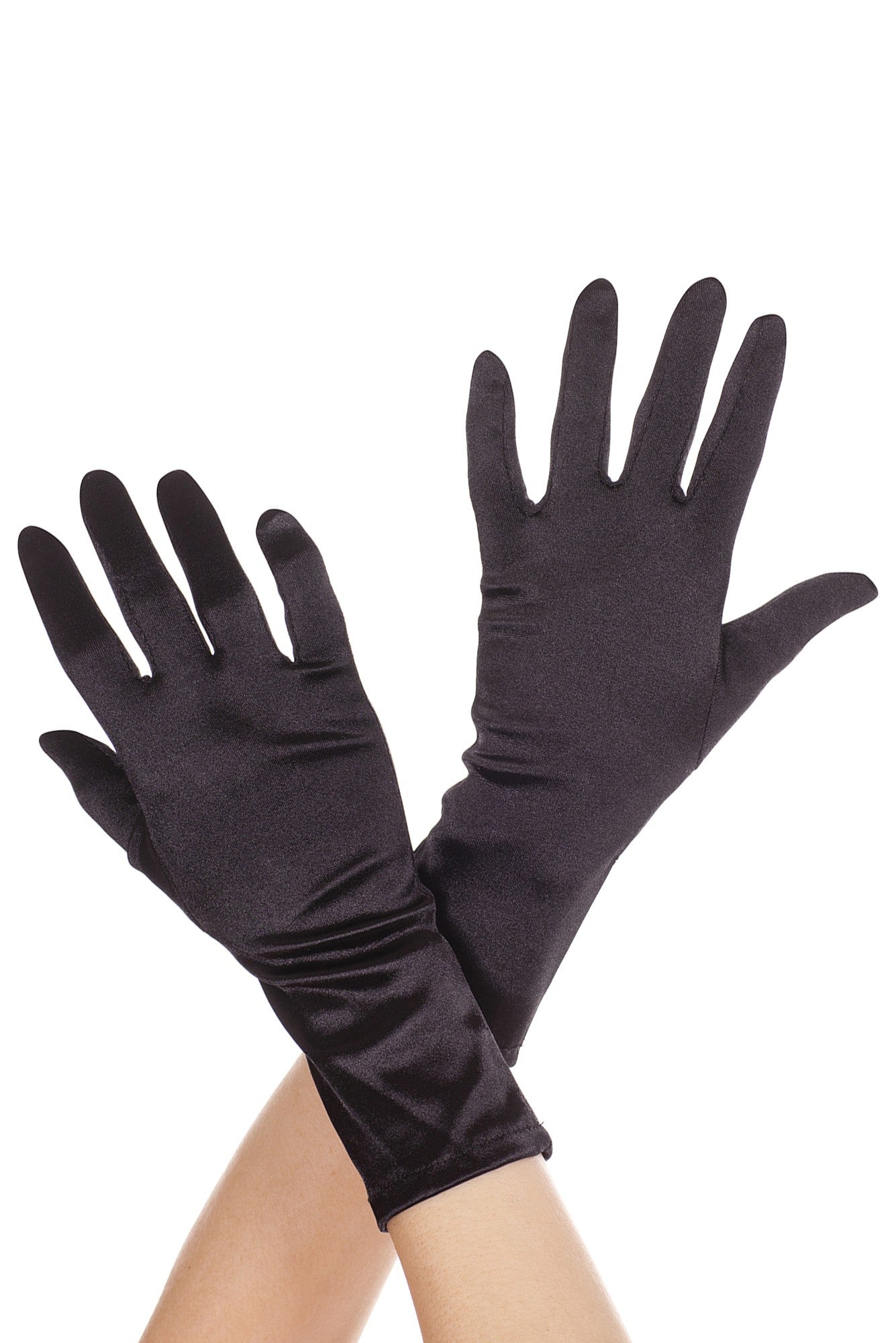 Wrist Length Satin Gloves  Black by Music Legs only at  TeeJayTraders.com