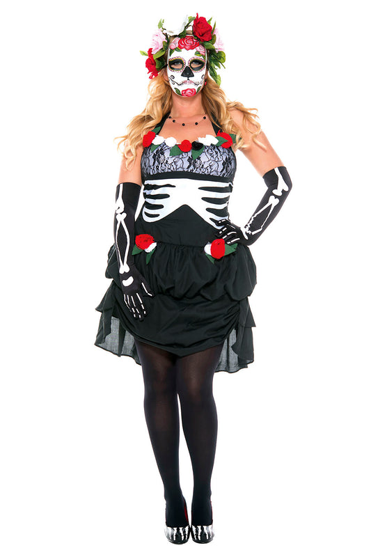 Plus Size Mrs Muerte Woman Costume by Music Legs only at  TeeJayTraders.com