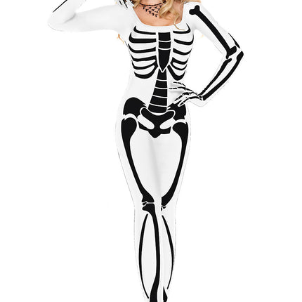 Skeleton Woman Bodysuit White and Black by Music Legs only at  TeeJayTraders.com