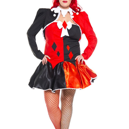 Jester Quinn Woman Plus Costume by Music Legs only at  TeeJayTraders.com