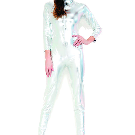 Woman Hooded Bodysuit Silver by Music Legs only at  TeeJayTraders.com