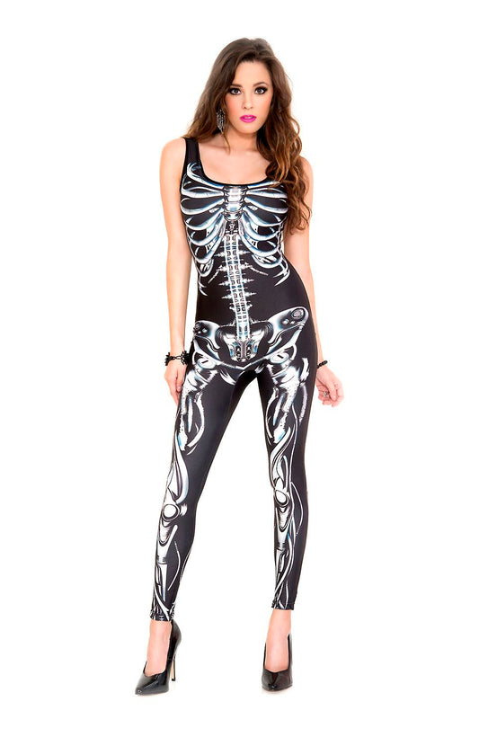 Skeleton Bodysuit Woman Costume by Music Legs only at  TeeJayTraders.com