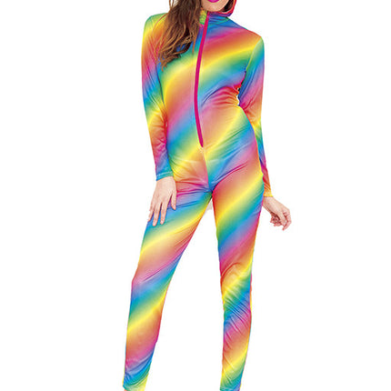 Rainbow Hooded Woman Bodysuit by Music Legs only at  TeeJayTraders.com