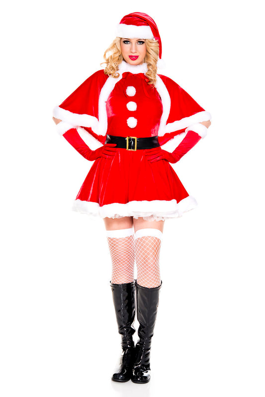 Secret Santa Claus Woman Short Dress Costume by Music Legs only at  TeeJayTraders.com