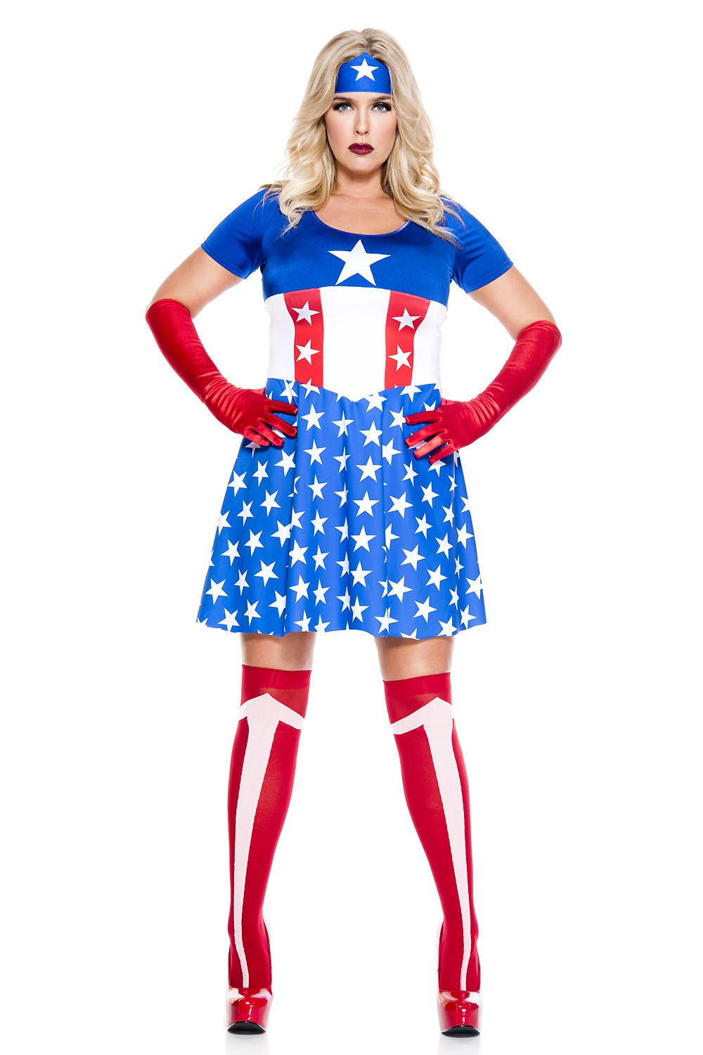 Plus Royal America Woman Hero Costume by Music Legs only at  TeeJayTraders.com