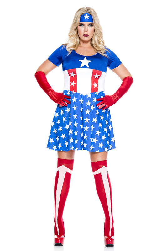 Plus Royal America Woman Hero Costume by Music Legs only at  TeeJayTraders.com