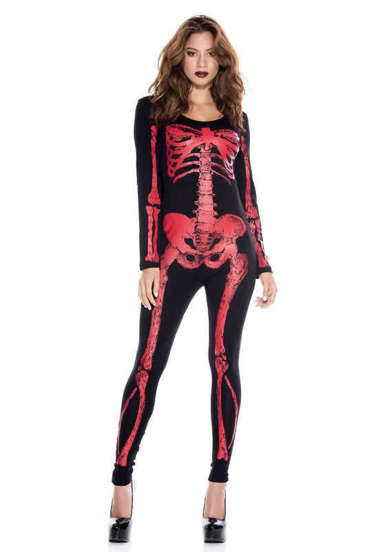 Skeleton Print Women Catsuit Red by Music Legs Costumes only at  TeeJayTraders.com