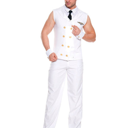 Airline Pilot Men Costume White by Music Legs only at  TeeJayTraders.com