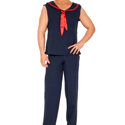 Sailor Navy Red Men Costume by Music Legs only at  TeeJayTraders.com