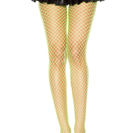 Mini Diamond Net Pantyhose Neon Green by Music Legs only at  TeeJayTraders.com