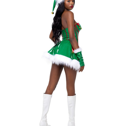 Santas Elf Women Vinyl Corset Costume by Roma Costumes only at  TeeJayTraders.com - Image 2