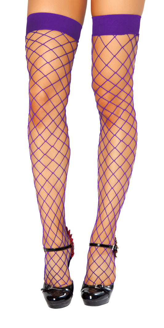 Fishnet Stockings Purple by Roma Costume only at  TeeJayTraders.com