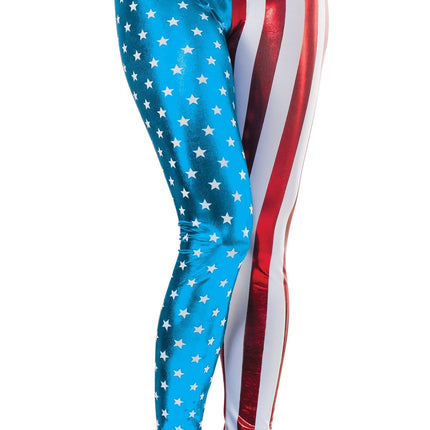 Captain American Woman Metallic Leggings by Rubies only at  TeeJayTraders.com